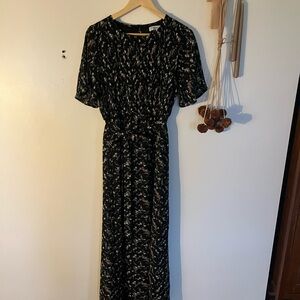 Polagram Black Floral Maxi Dress